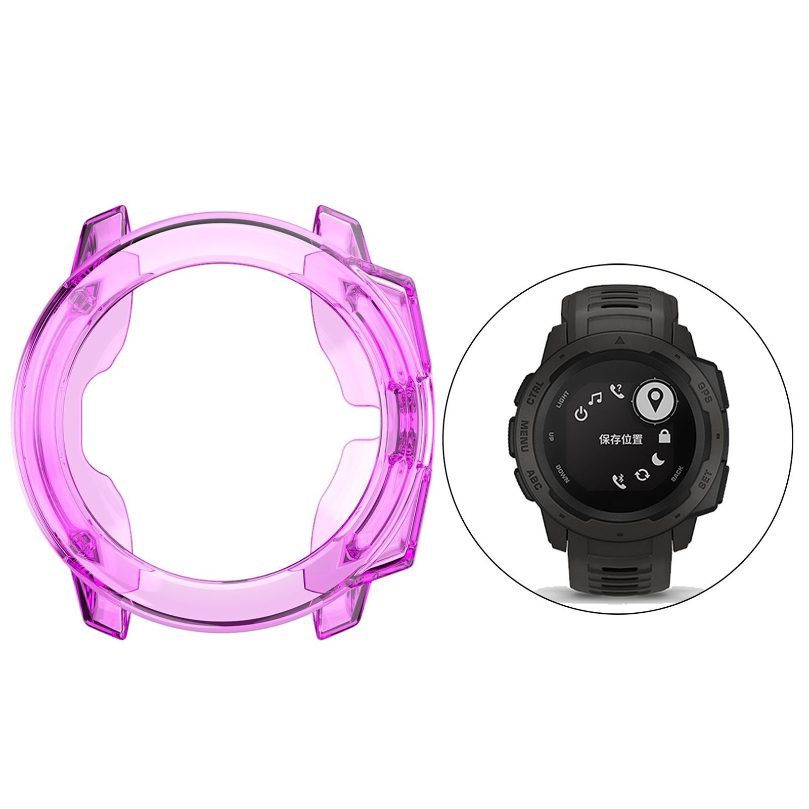 TPU Protective Case Shell Full Body for Garmin Instinct Smartwatch  Purple