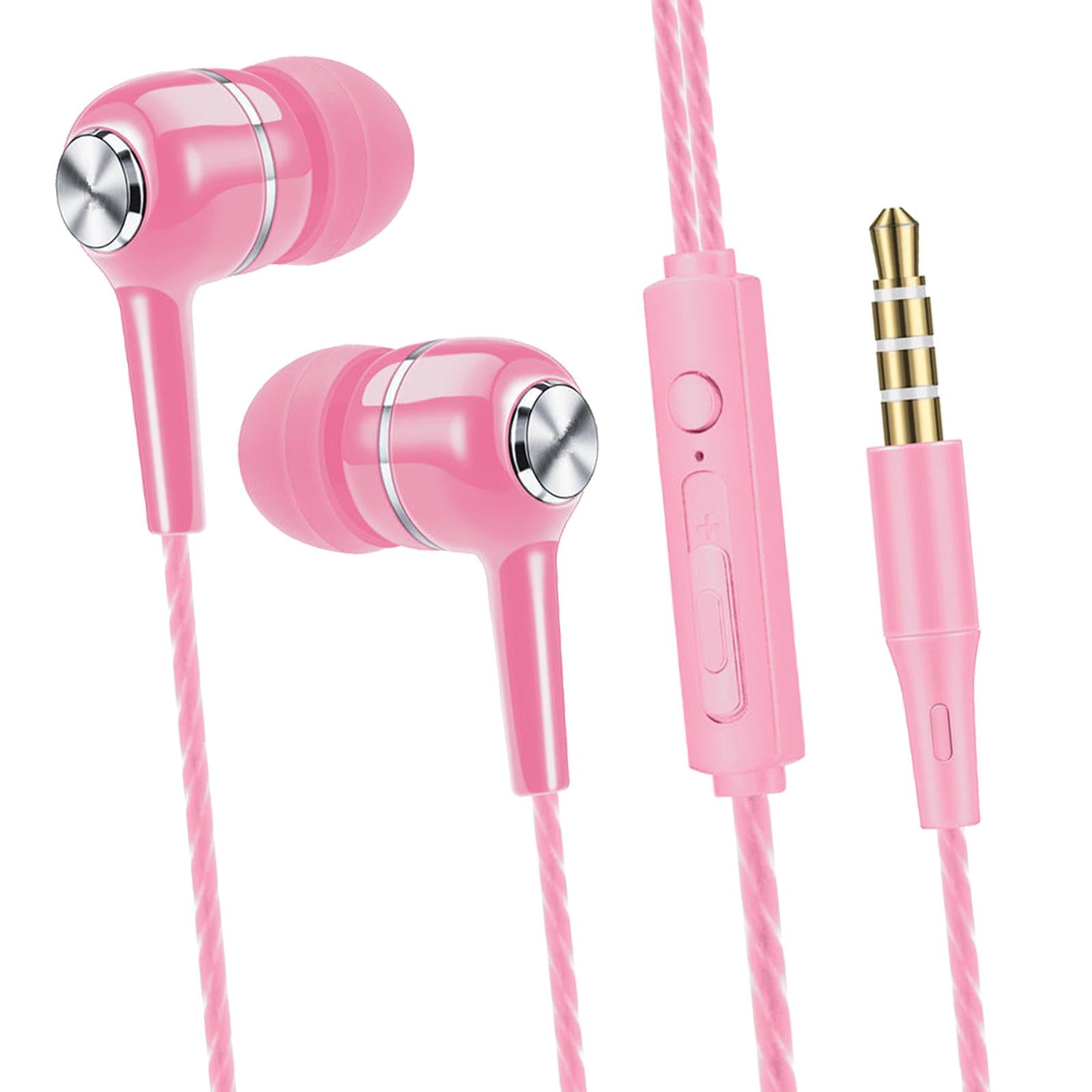 Wired Earphone in Ear Built in Mic Noise Cancellation for Music Adult pink