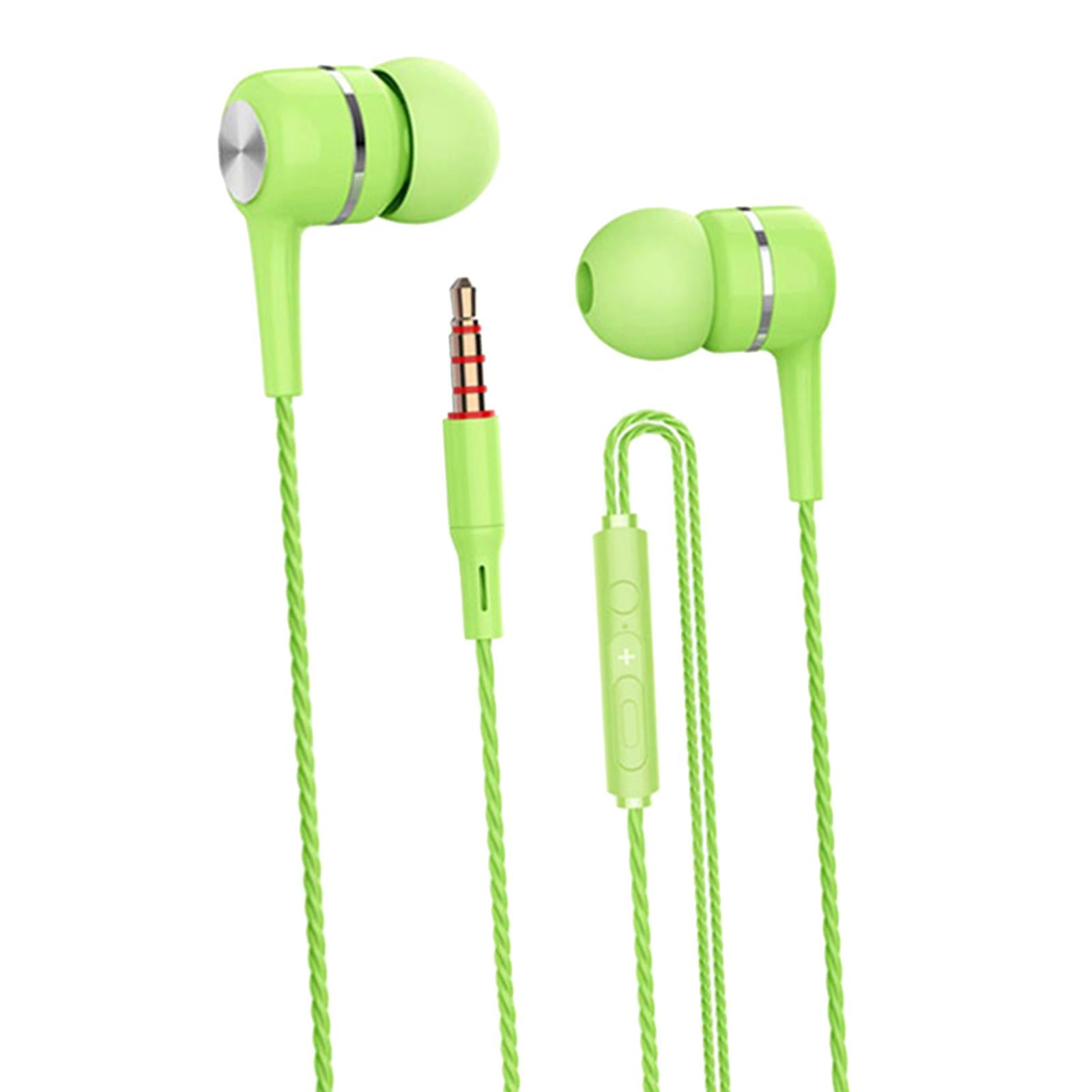 Wired Earphone in Ear Built in Mic Noise Cancellation for Music Adult green