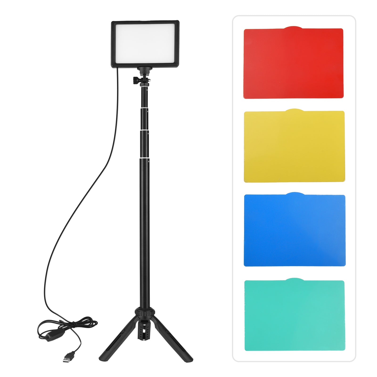 USB LED Video Light Kit Photography Lighting Adjustable Height Tripod Stand