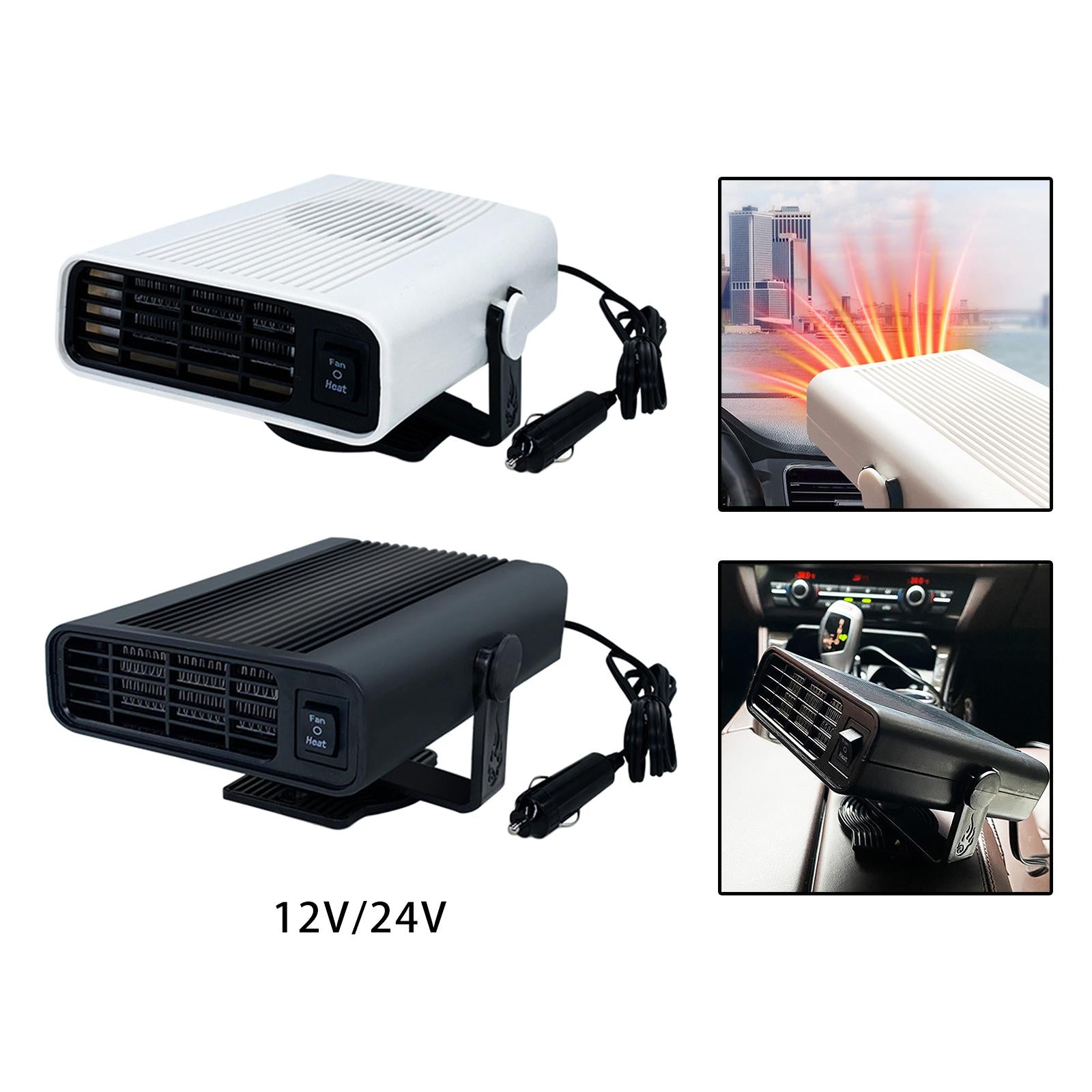 Car Heater Defroster Cooling Fan Auto Heater Fast Heating for Vehucle Winter 12V White