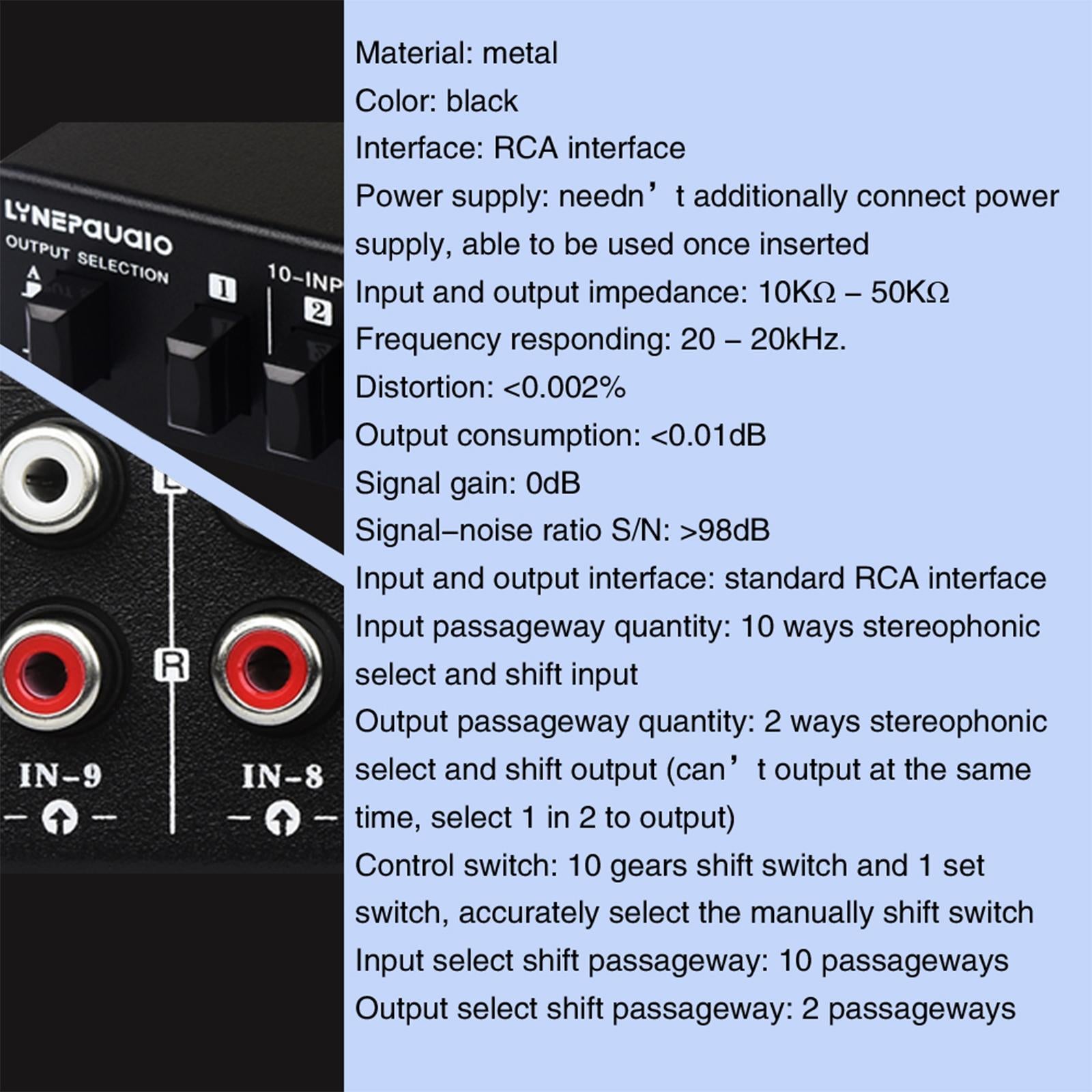 10 in 2 Out Audio Frequency Signal Selector Double Ways Switcher for Phones