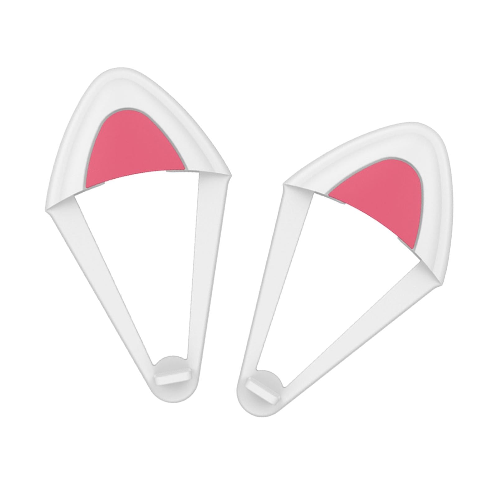 2Pcs Cat Ears Attachment Silicone Cute for Gaming Headphones White Pink