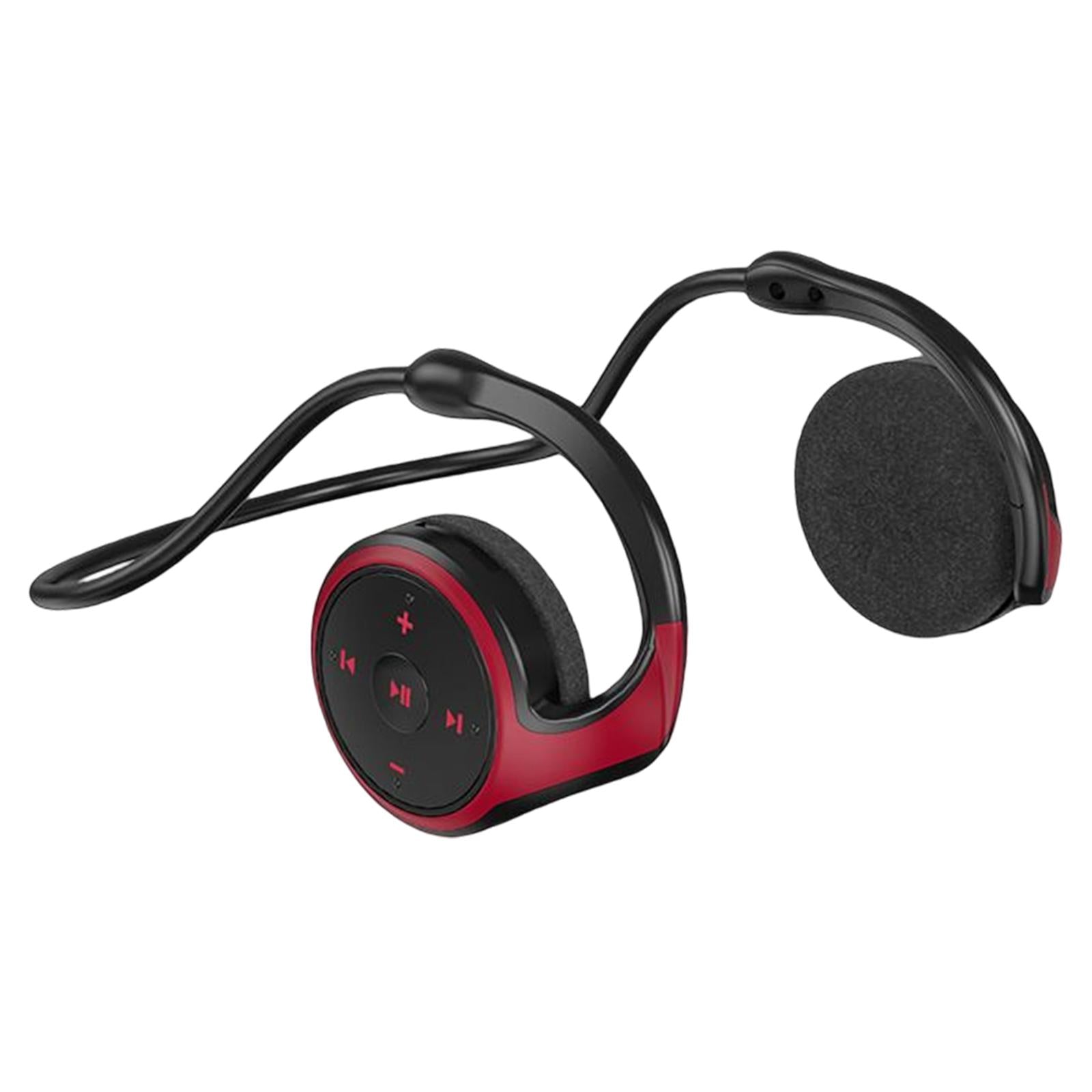 Wireless Earhook Headset Bluetooth 5.0 FM Radio for Running Gym Gaming Red