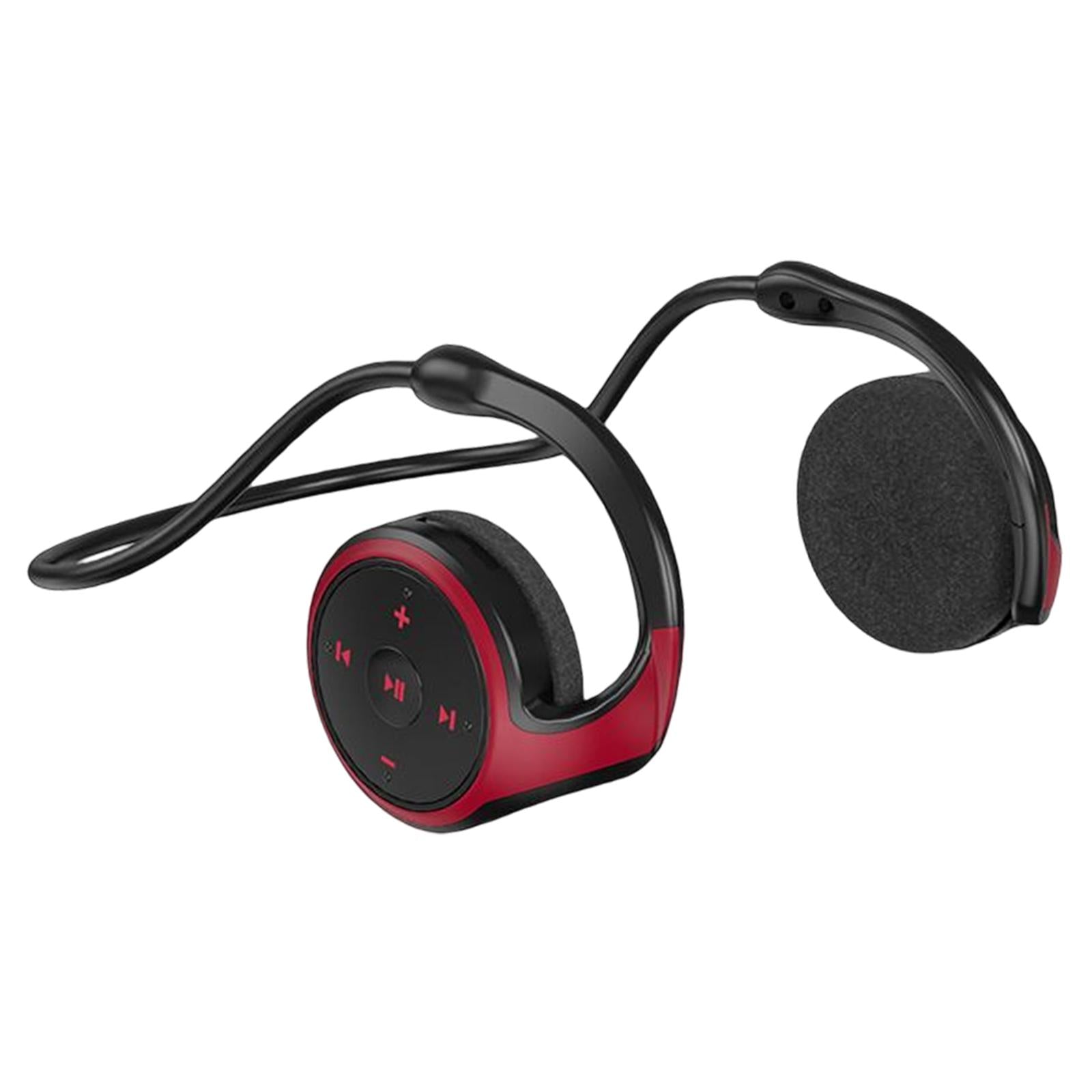 Wireless Earhook Headset Bluetooth 5.0 FM Radio for Running Gym Gaming Red