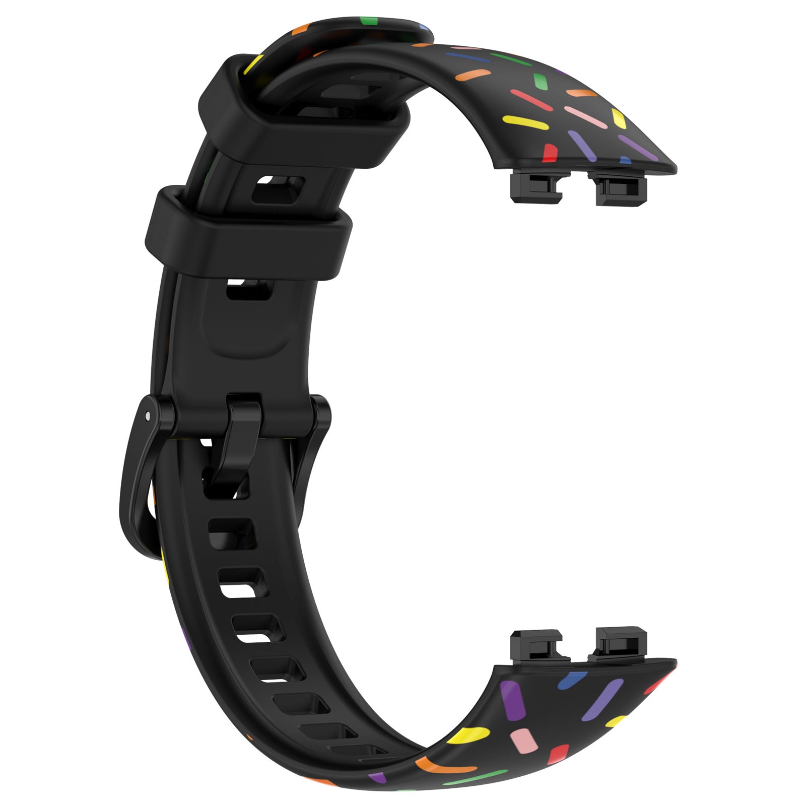 Uniqkart for Huawei Band 7 Colorful Spotted Silicone Strap Replacement Watch Band - Black