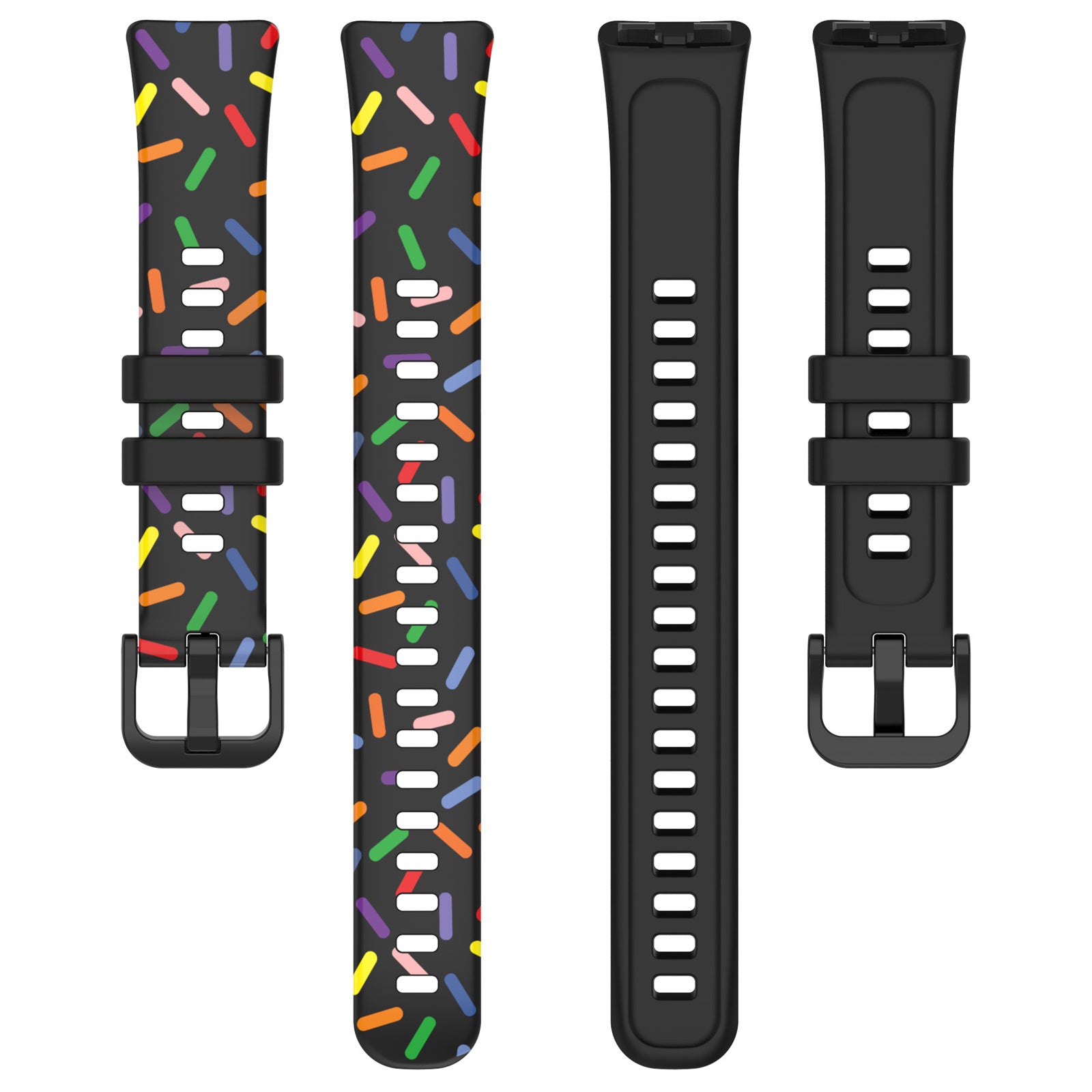 Uniqkart for Huawei Band 7 Colorful Spotted Silicone Strap Replacement Watch Band - Black