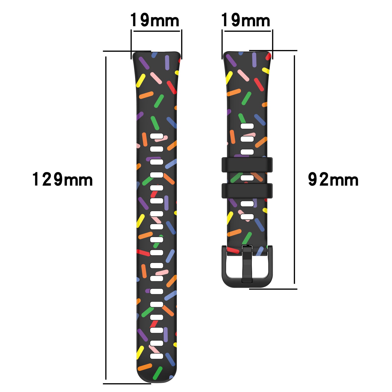 Uniqkart for Huawei Band 7 Colorful Spotted Silicone Strap Replacement Watch Band - Black