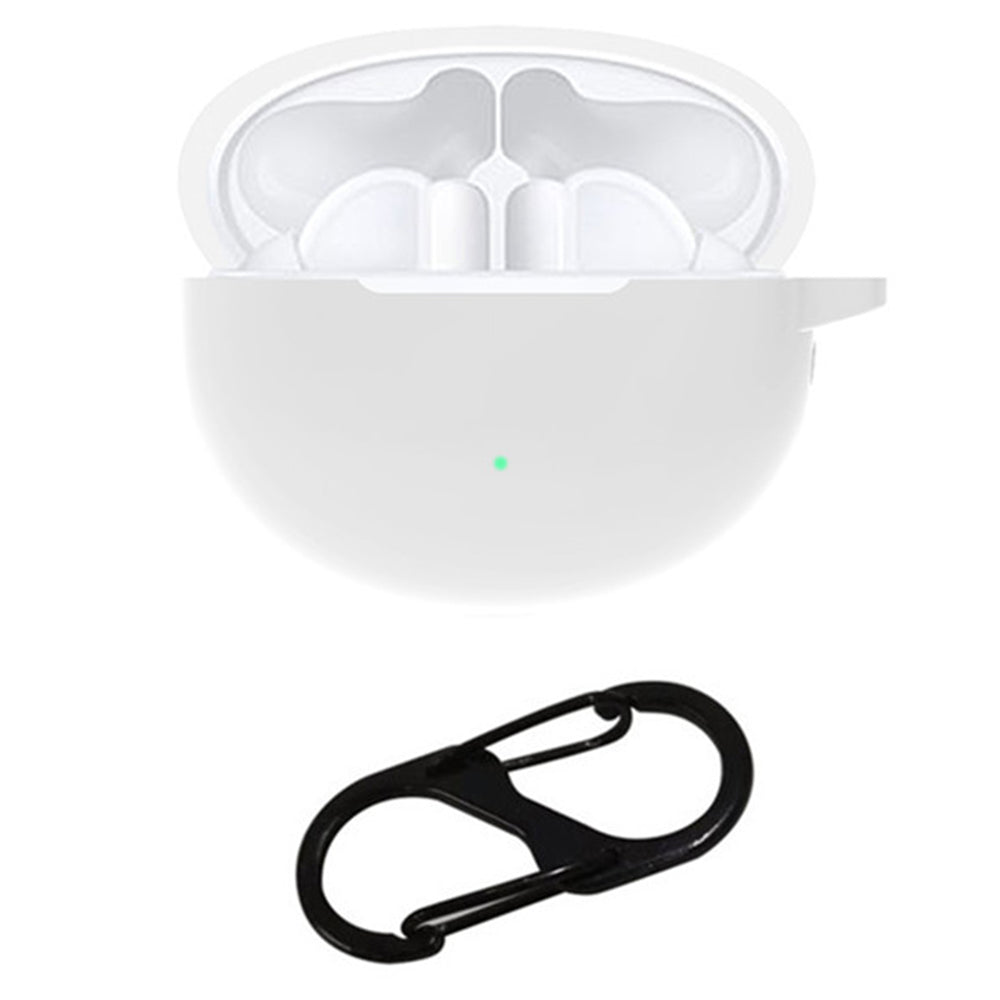 For Huawei FreeBuds 4i Bluetooth Earphone Silicone Case Anti-drop Cover with Hanging Buckle - White