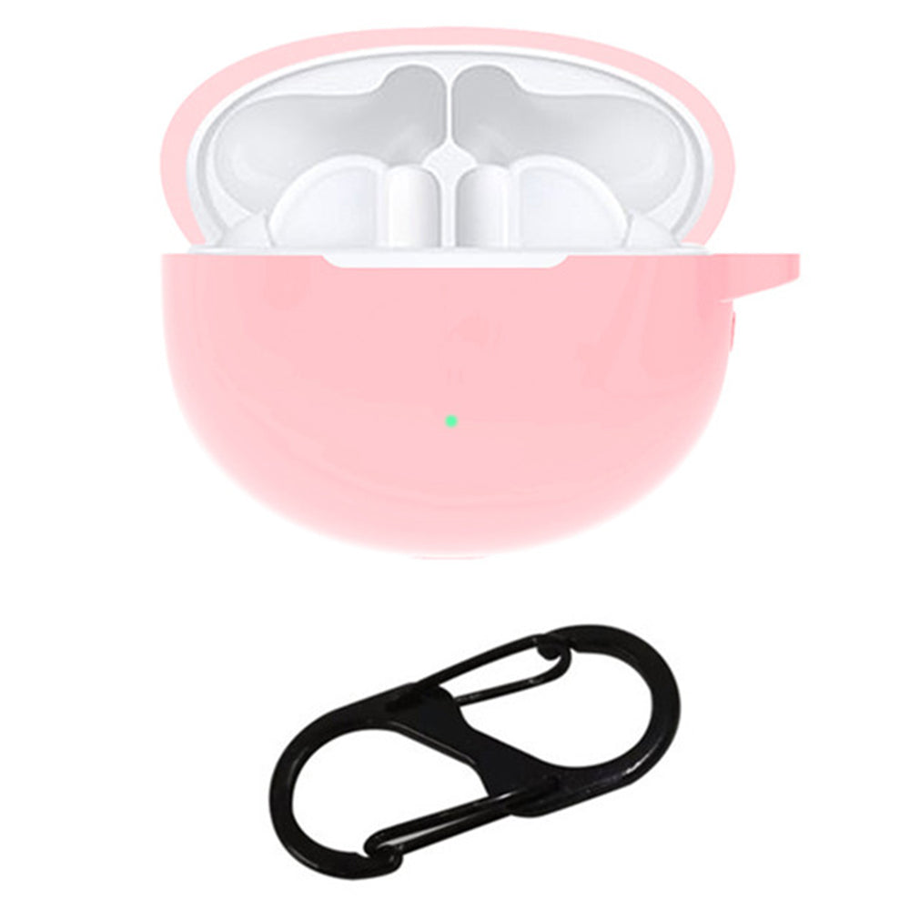 For Huawei FreeBuds 4i Bluetooth Earphone Silicone Case Anti-drop Cover with Hanging Buckle - Pink