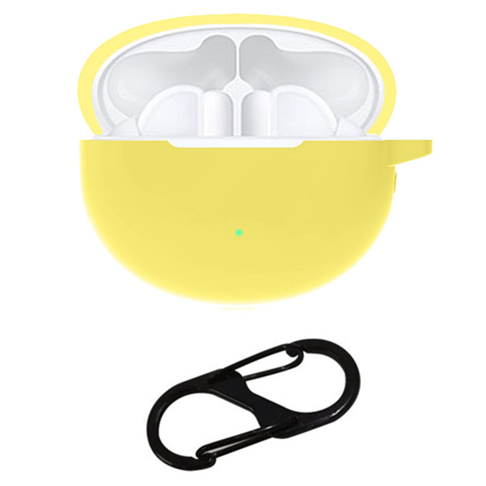 For Huawei FreeBuds 4i Bluetooth Earphone Silicone Case Anti-drop Cover with Hanging Buckle - Yellow