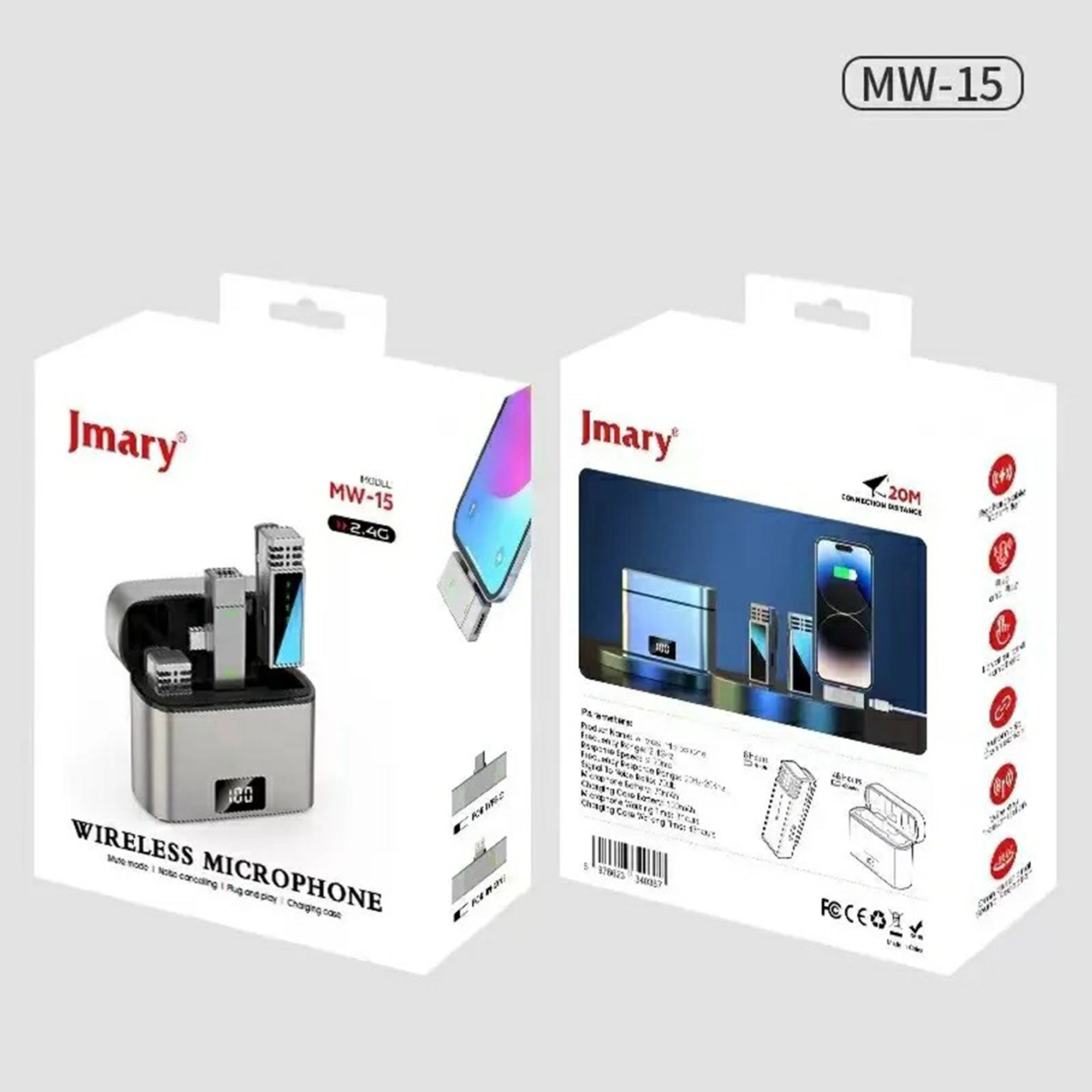 JMARY MW-15 For iPhone / iPad 2.4G Wireless Lavalier Microphone Live Streaming Mic, 2 Transmitter + 1 8-Pin Receiver