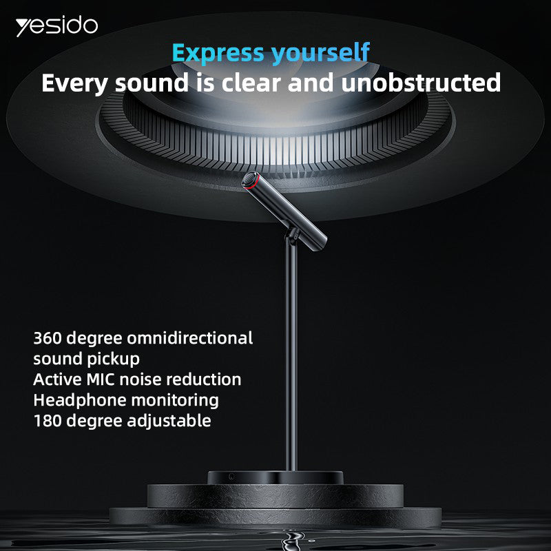 YESIDO KR18 360-Degree Omnidirectional Microphone Noise Reduction Mic for Online Meeting Lesson