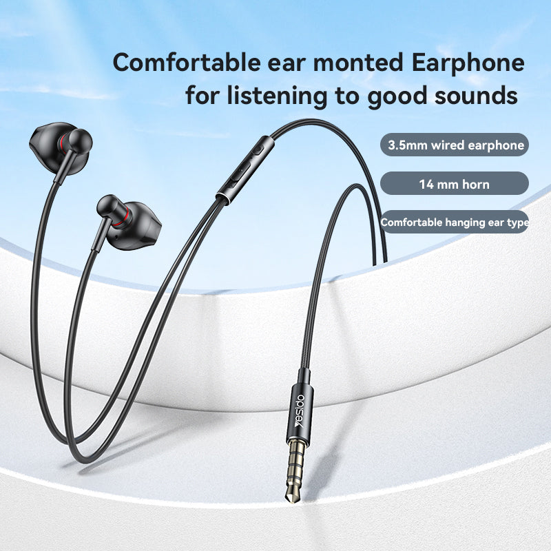 YESIDO YH47 3.5mm Wired Earphone Built-in Microphone HiFi Sound Headset