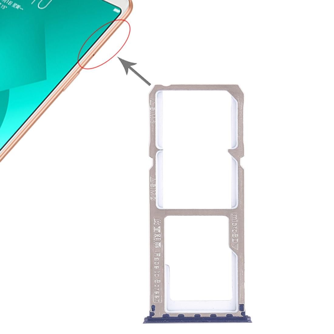 2 x SIM Card Tray + Micro SD Card Tray for OPPO A83 (Blue)