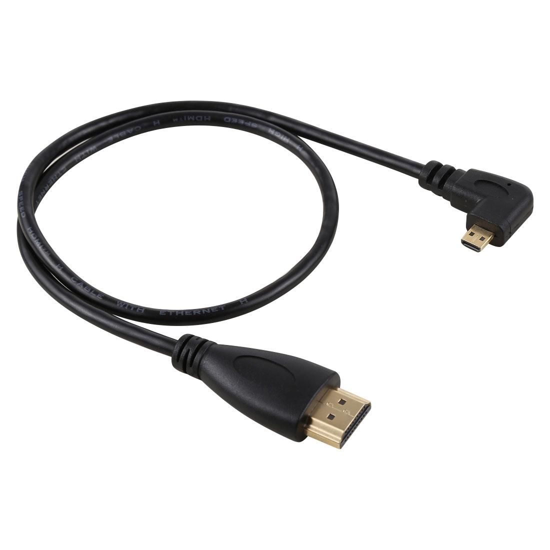 50cm 4K HDMI Male to Micro HDMI Left Angled Male Gold-plated Connector Adapter Cable