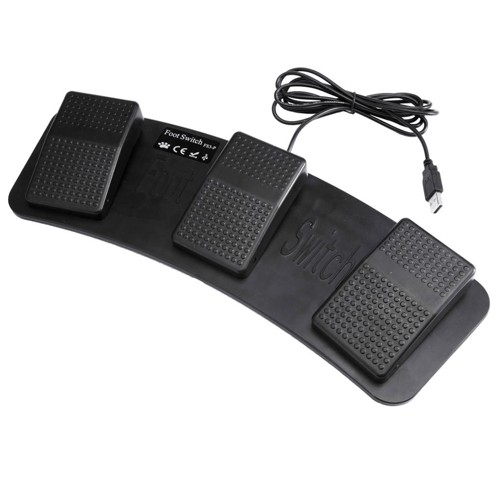 USB Triple Foot Switch Keyboard Mouse Control Action 3 Three Pedal HID for Game PC Laptop