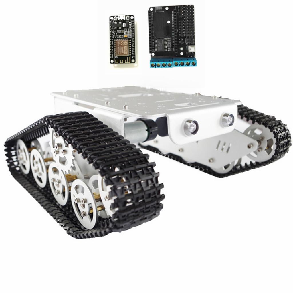 T300-Wi-fi-RC-Tank-Car-Chassis-Robot-Controlled-based-on-Nodemcu-ESP8266-Silver