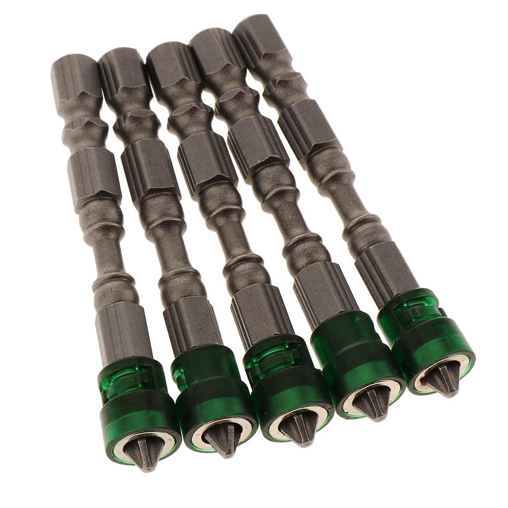 5-in-1-Phillips-Cross-Screwdriver-Bit-Set-Hex-for-Drill-Screw-Driver-Green