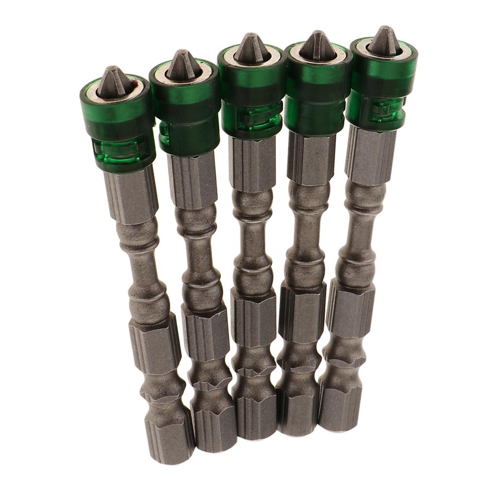 5-in-1-Phillips-Cross-Screwdriver-Bit-Set-Hex-for-Drill-Screw-Driver-Green