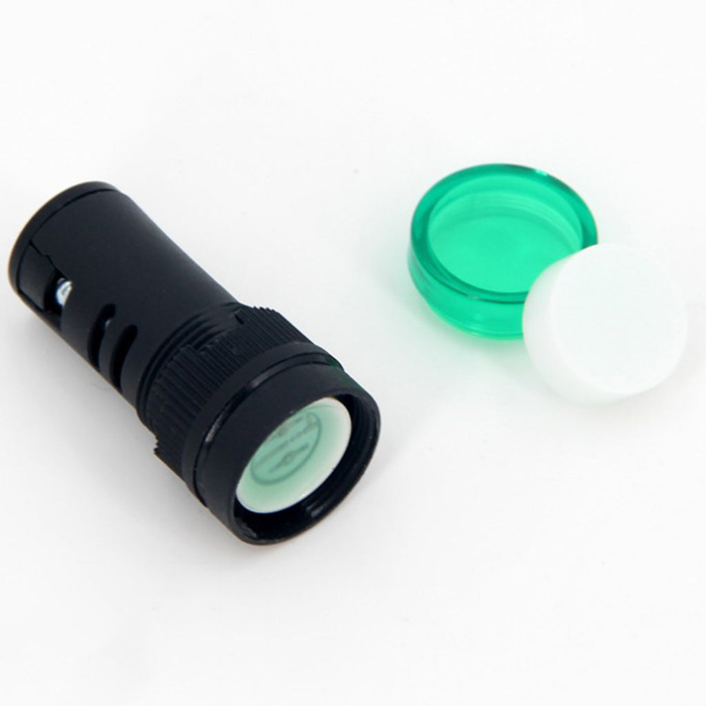 Indicator-Lights-AC-220V,-Green-LED,-Flush-Panel-Mount-16mm