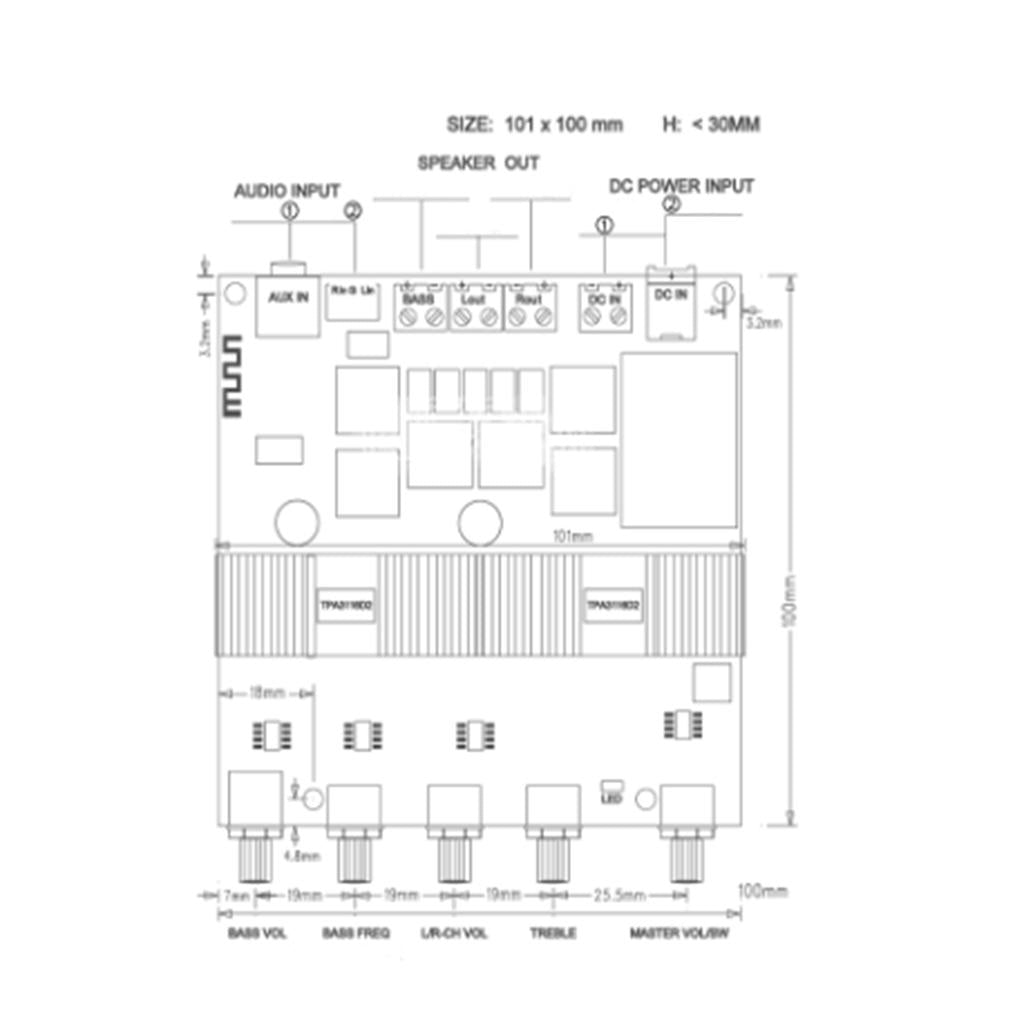 TPA3116D2-DC12V-24V-Bluetooth-4.2-Subwoofer-Audio-Amplifier-Board