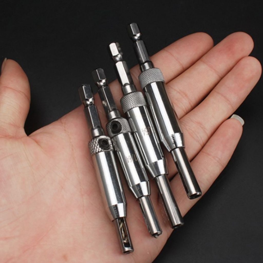 Center Drill Bits Door Self-centering Hinge Hole Opening Drill Bit 4pcs/set