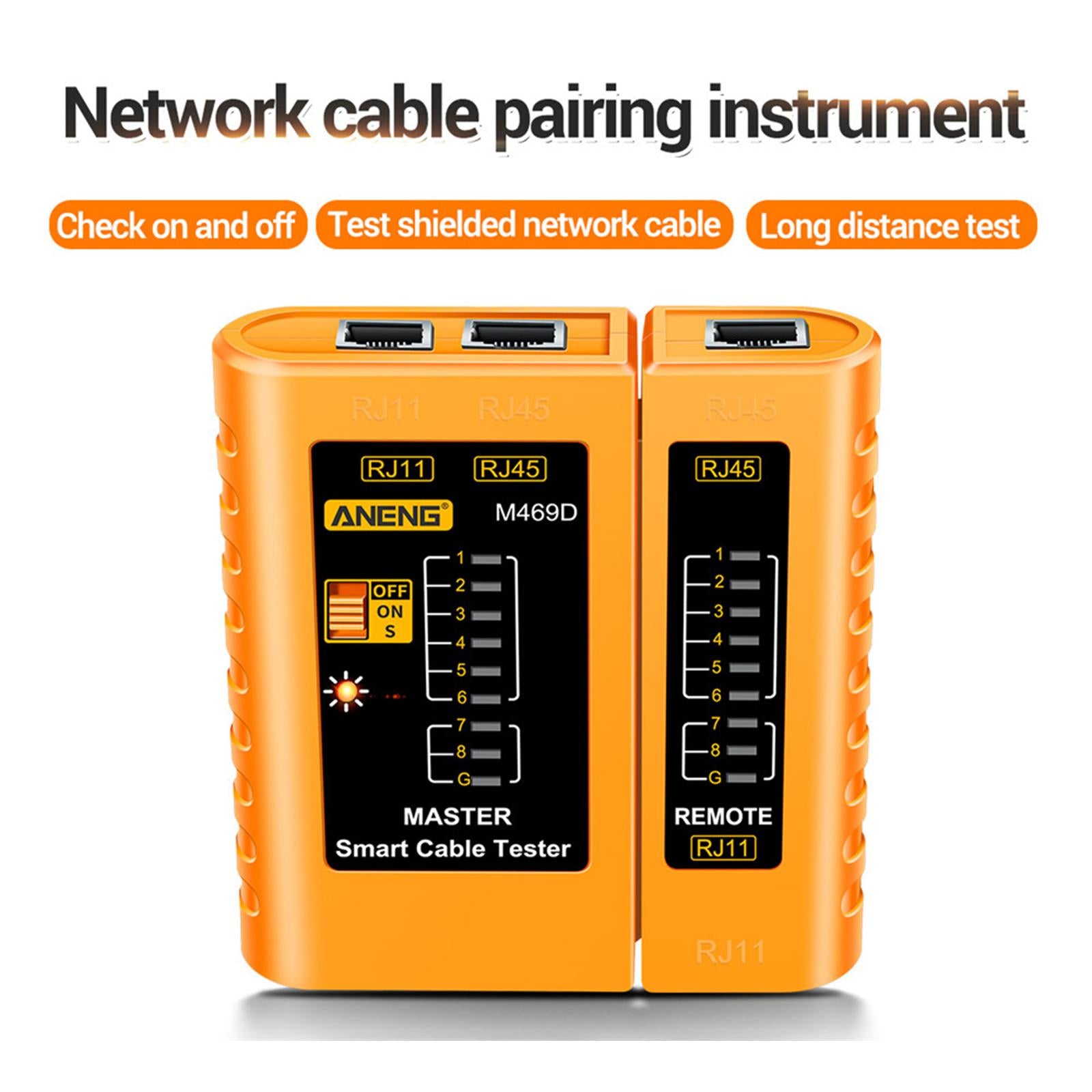 Ethernet Cable Tester Network Testing Tool Cat5 Cat5E Cat6 for Network Yellow