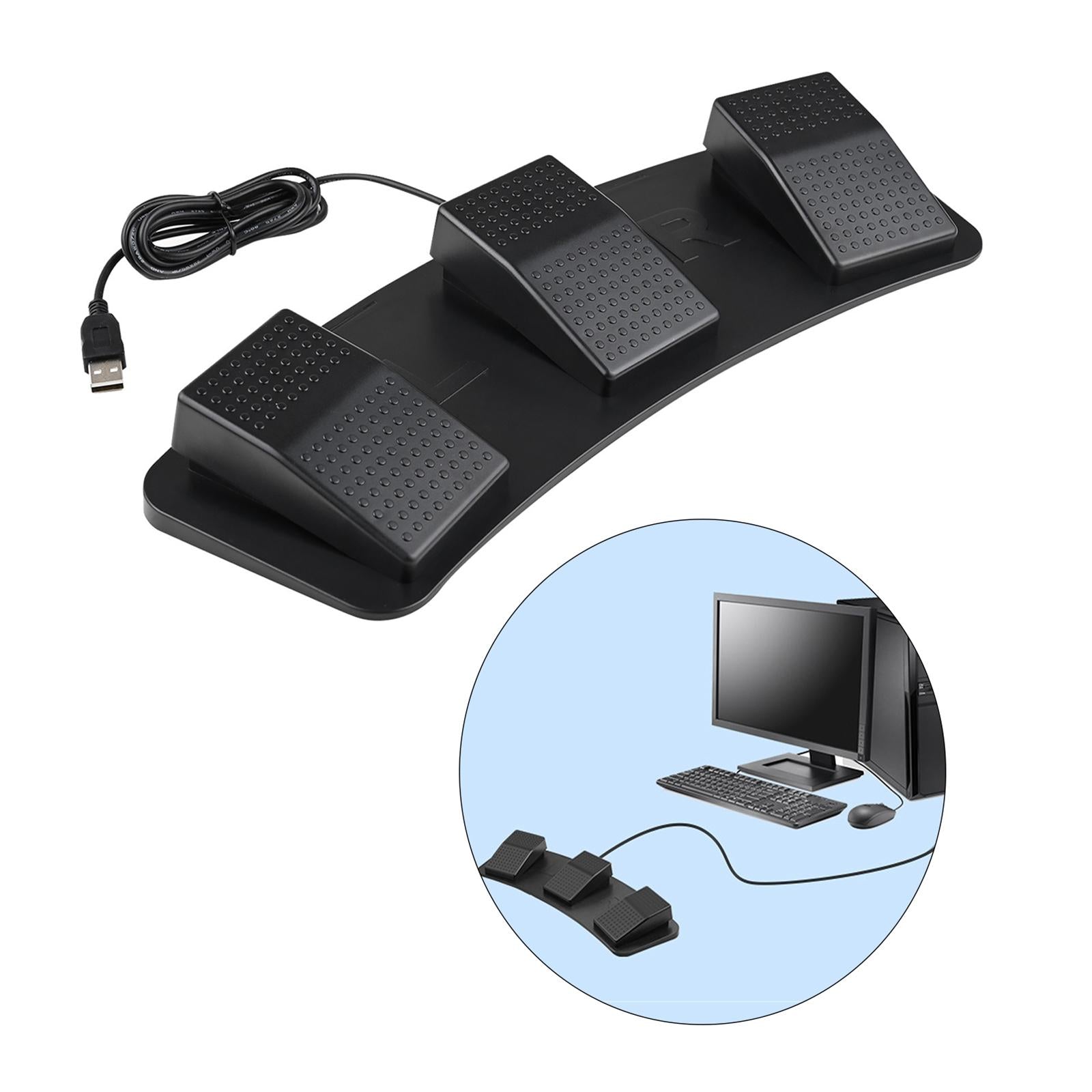 Upgraded USB Three Foot Switch PC Game Foot Pedal for Gaming Equipment