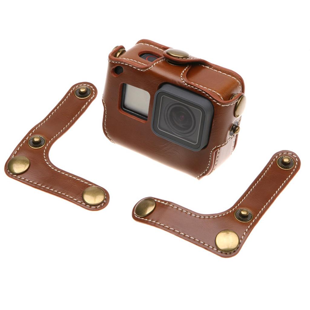 PU Leather Protective Carry Case for GoPro Hero 6 5 Accessories Housing Bag Brown