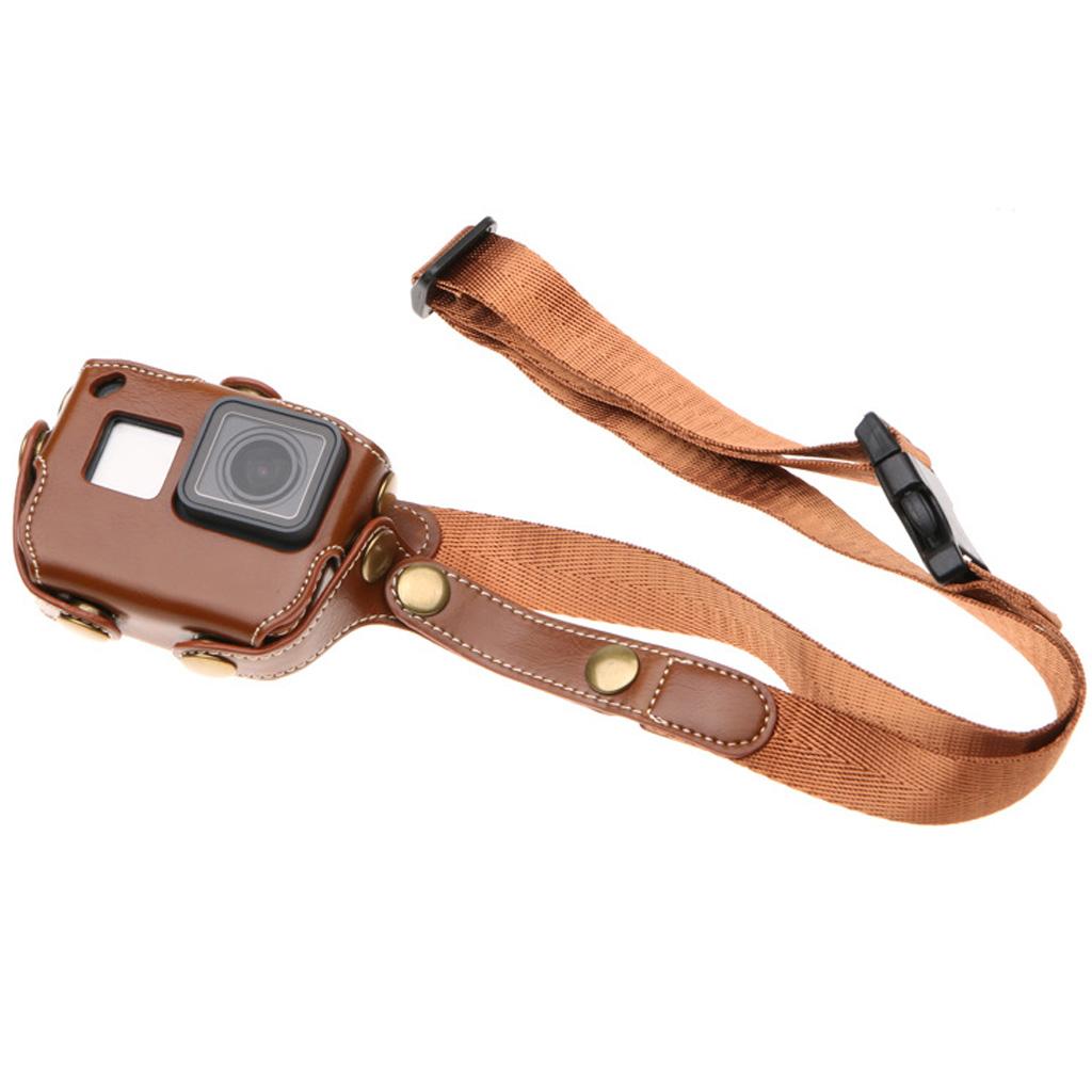 PU Leather Protective Carry Case for GoPro Hero 6 5 Accessories Housing Bag Brown