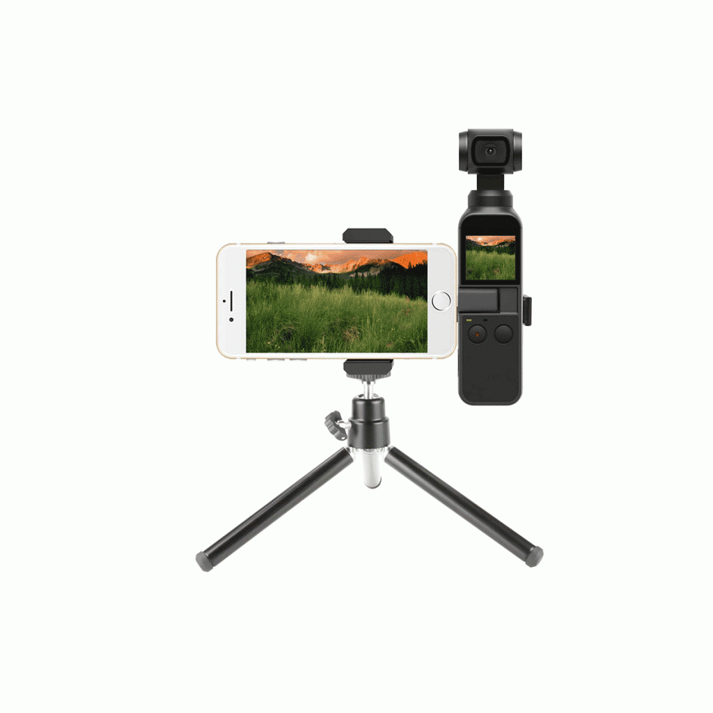 For DJI OSMO Pocket Accessories Extended Bracket & Mobile Phone Clip Holder & Foldable Tripod & Extension Rod (Black)