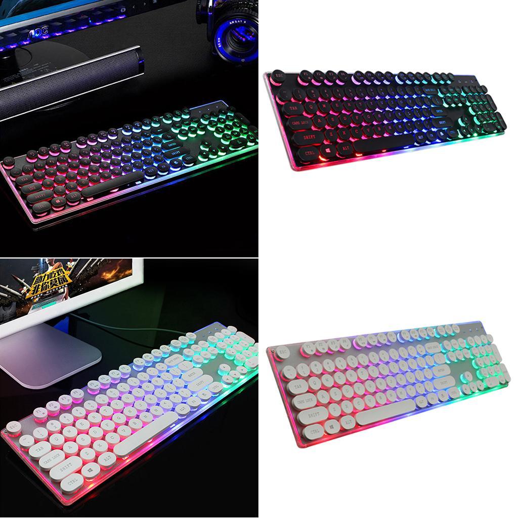 104 Key Computer Gaming Keyboard Wired USB Backlit Colorful Lighting Black