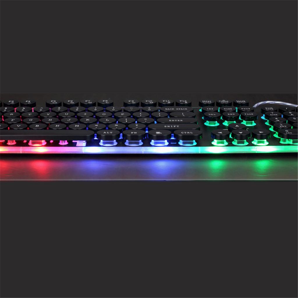 104 Key Computer Gaming Keyboard Wired USB Backlit Colorful Lighting Black