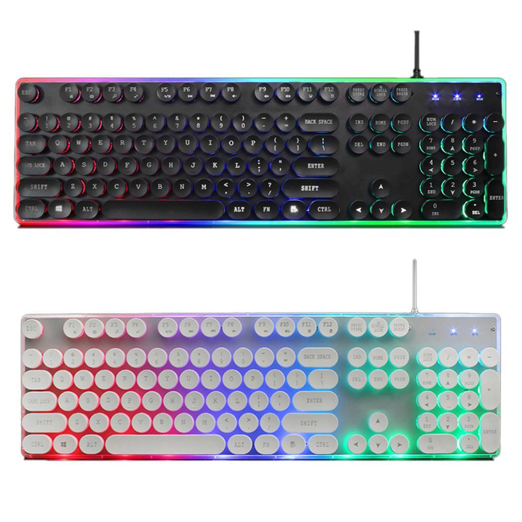 104 Key Computer Gaming Keyboard Wired USB Backlit Colorful Lighting Black