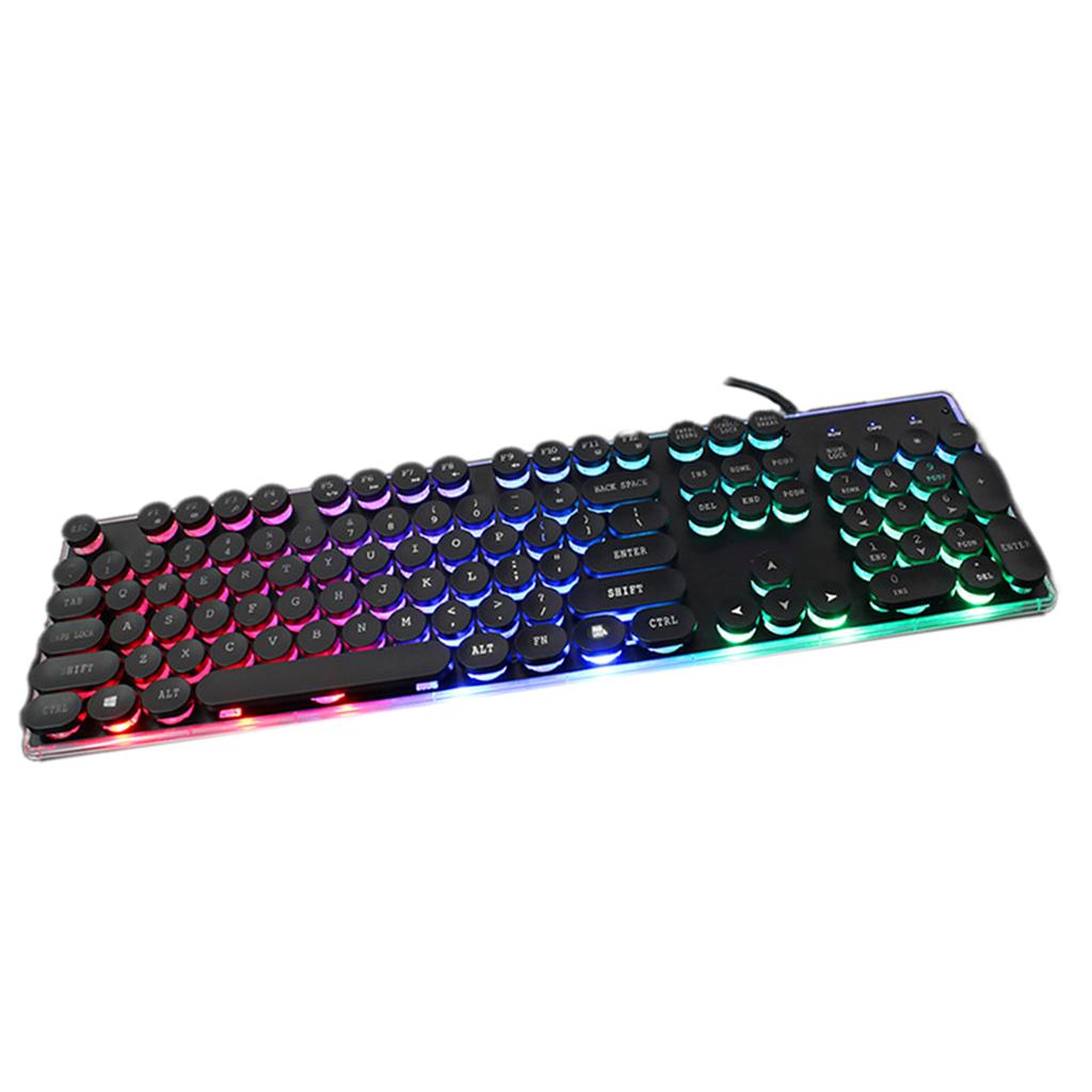 104 Key Computer Gaming Keyboard Wired USB Backlit Colorful Lighting Black