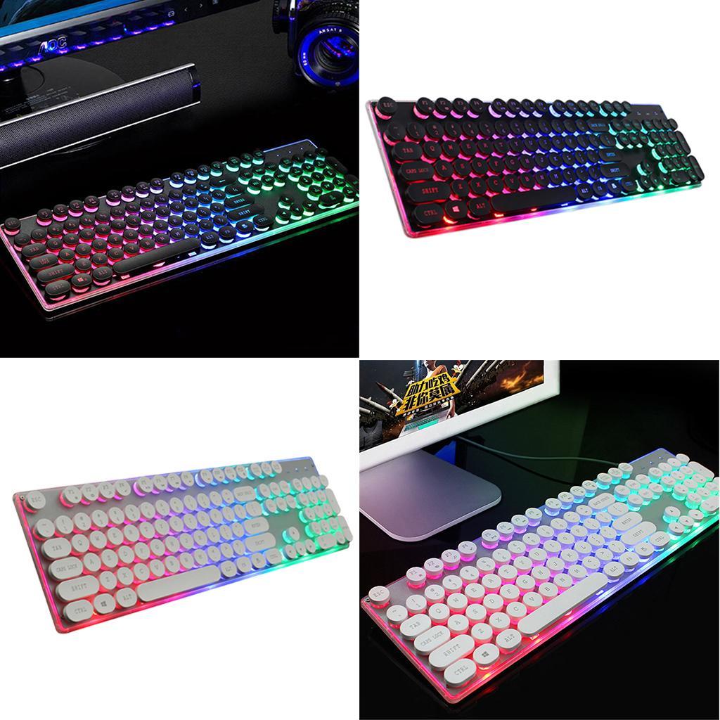 104 Key Computer Gaming Keyboard Wired USB Backlit Colorful Lighting Black