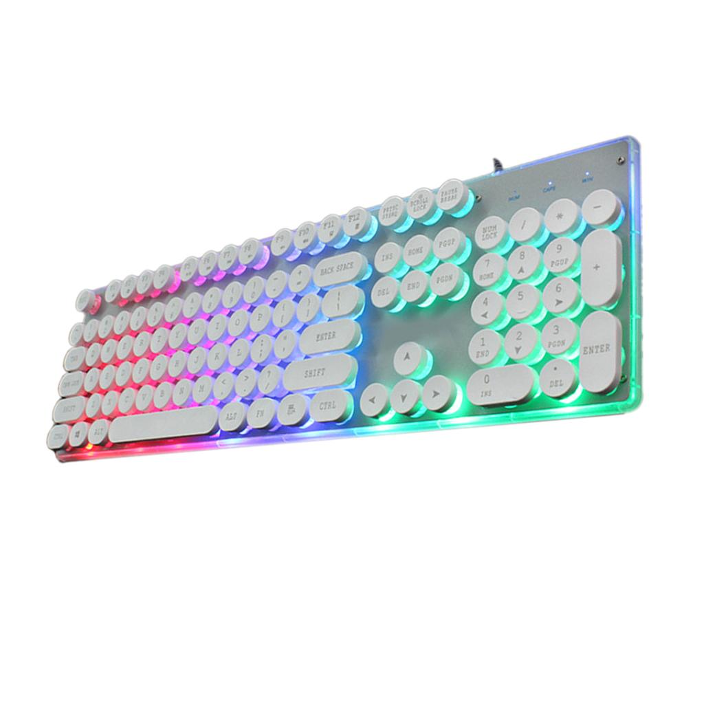 104 Key Computer Gaming Keyboard Wired USB Backlit Colorful Lighting Silver