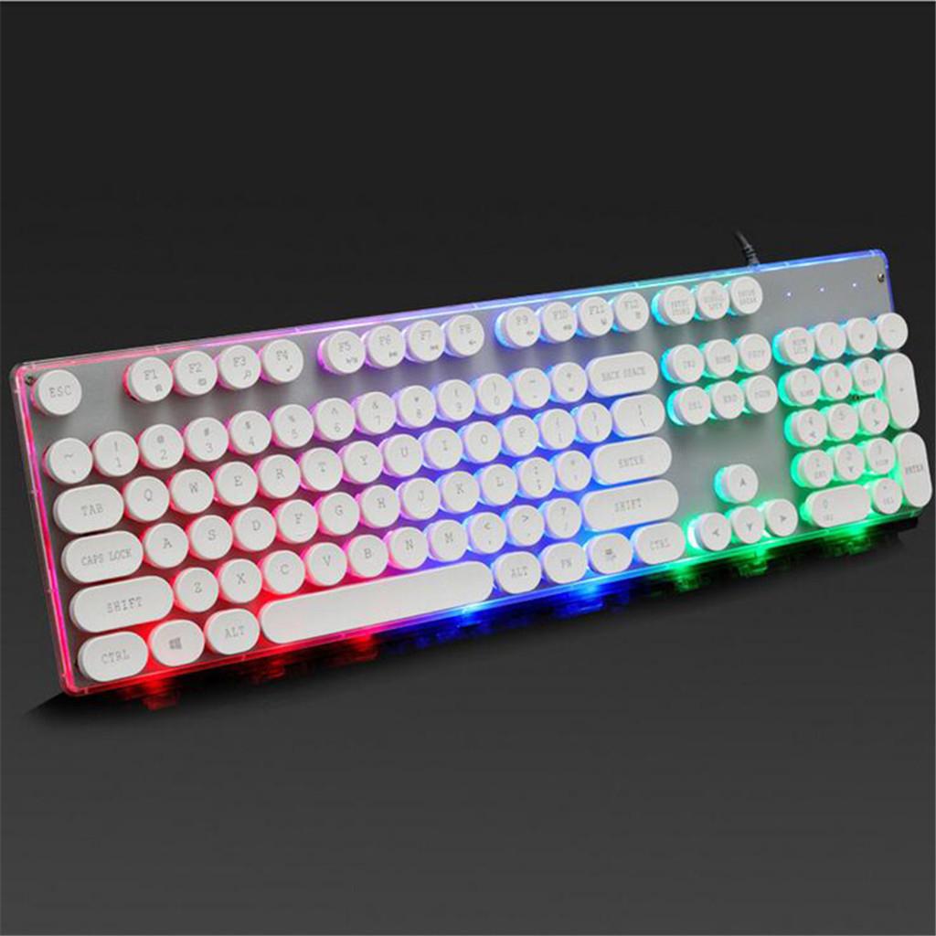 104 Key Computer Gaming Keyboard Wired USB Backlit Colorful Lighting Silver