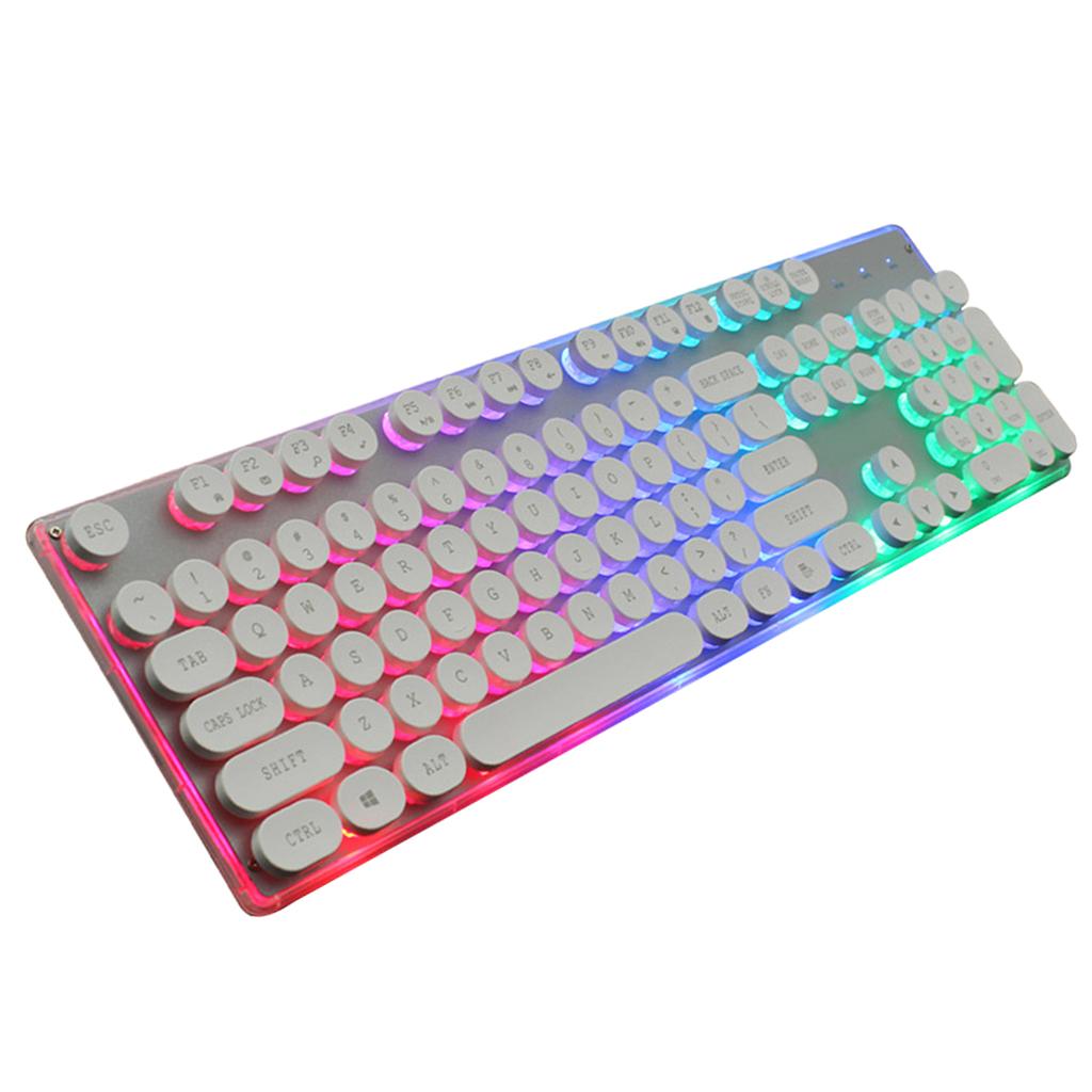 104 Key Computer Gaming Keyboard Wired USB Backlit Colorful Lighting Silver