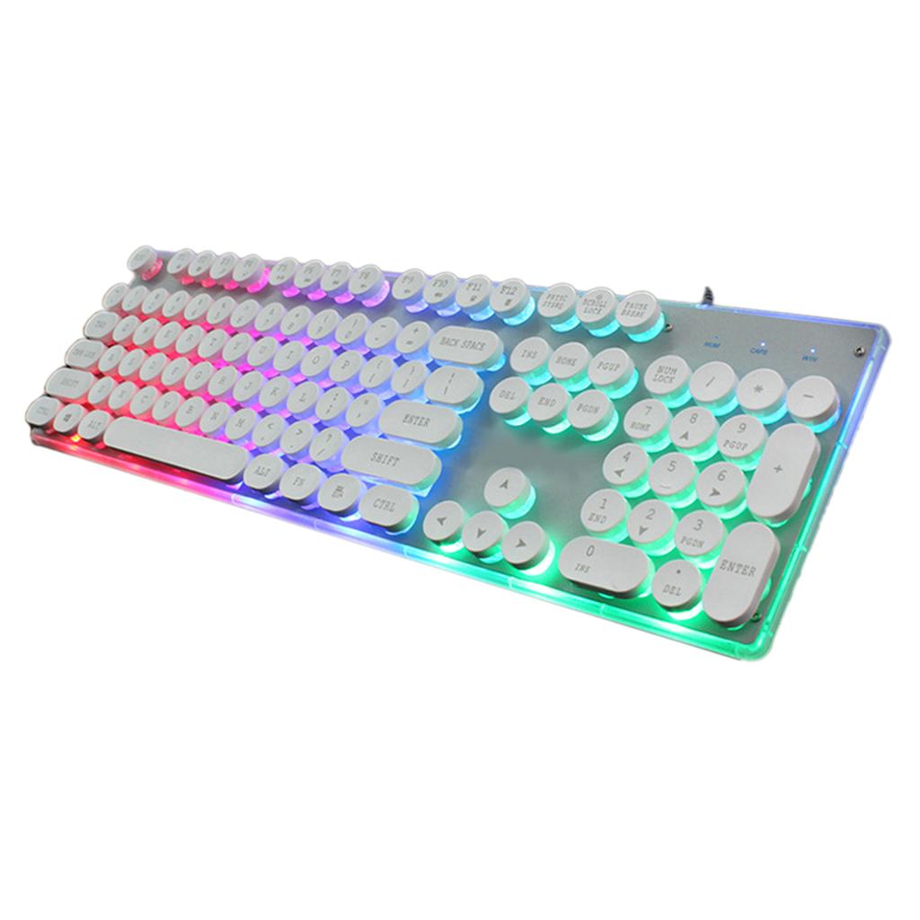 104 Key Computer Gaming Keyboard Wired USB Backlit Colorful Lighting Silver