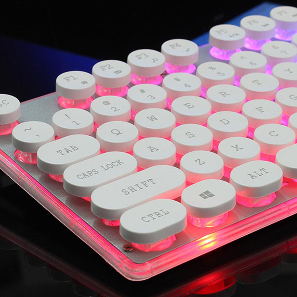 104 Key Computer Gaming Keyboard Wired USB Backlit Colorful Lighting Silver