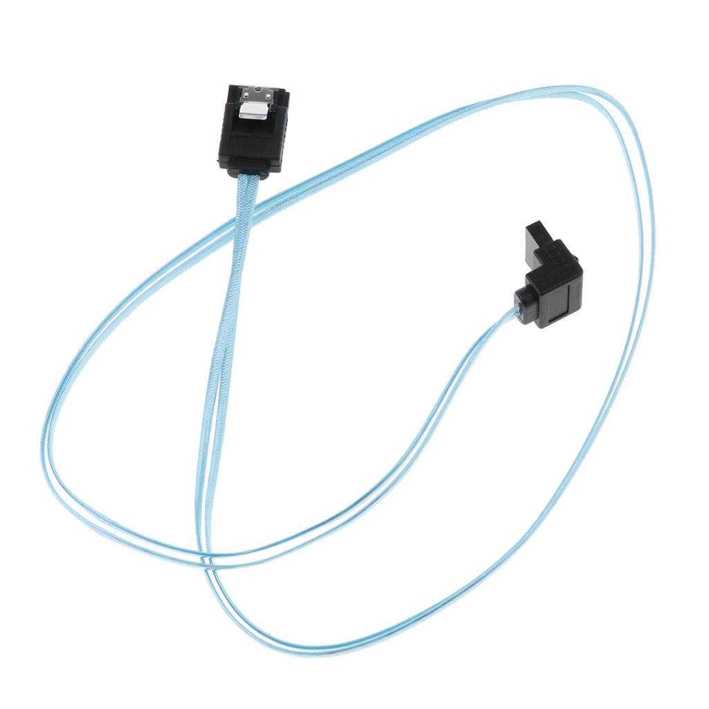 90 Degree Right Angle SATA 3.0 Cable 6.0 Gbps with Locking Latch Blue