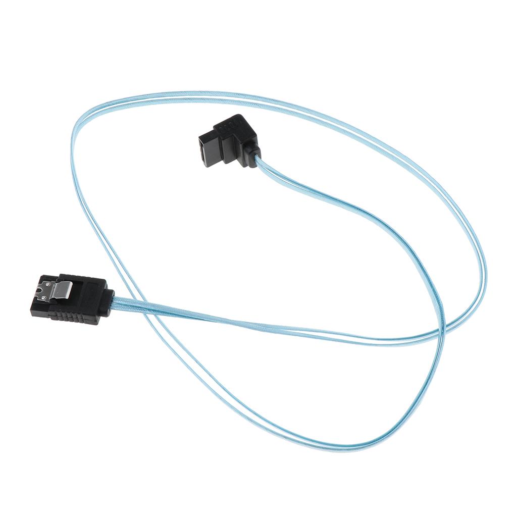 90 Degree Right Angle SATA 3.0 Cable 6.0 Gbps with Locking Latch Blue