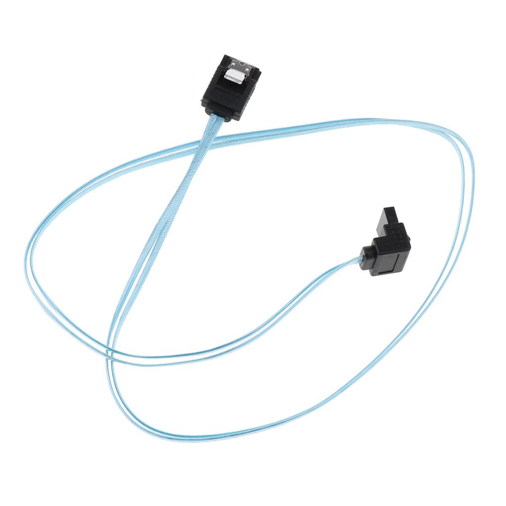 90 Degree Right Angle SATA 3.0 Cable 6.0 Gbps with Locking Latch Blue