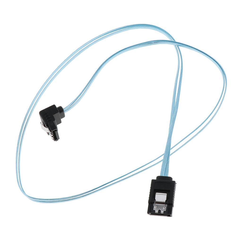 90 Degree Right Angle SATA 3.0 Cable 6.0 Gbps with Locking Latch Blue