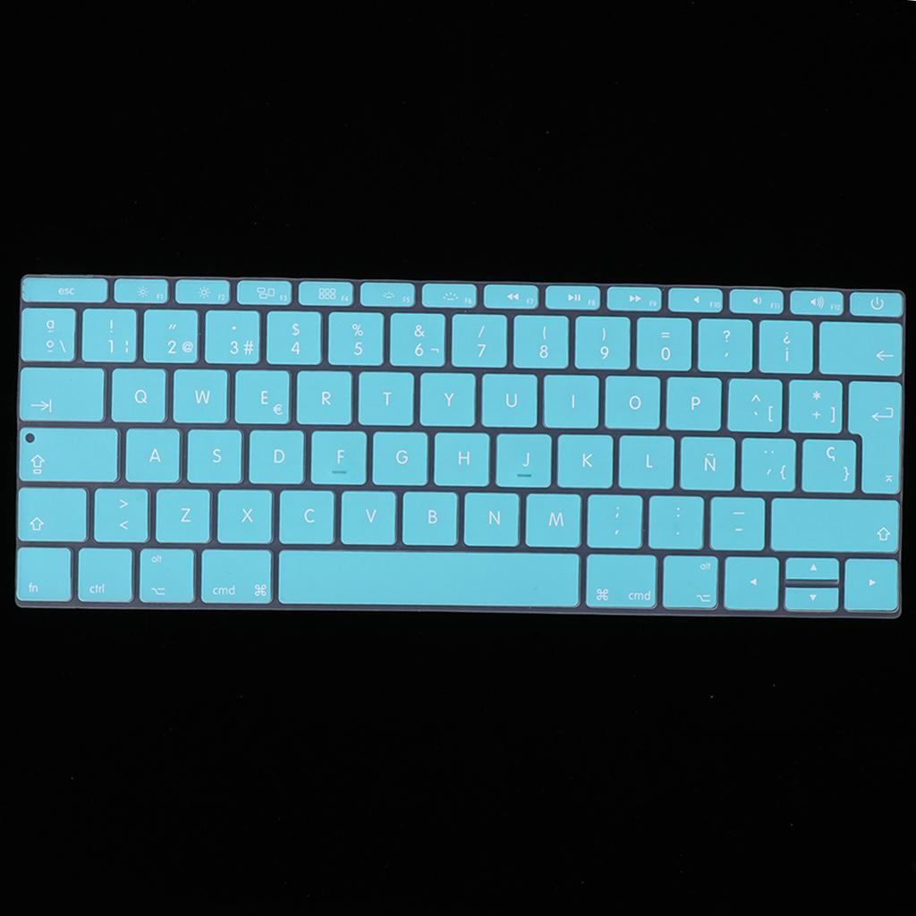 Spanish Phonetic Keyboard Protective Film for 12 inch Macbook white blue