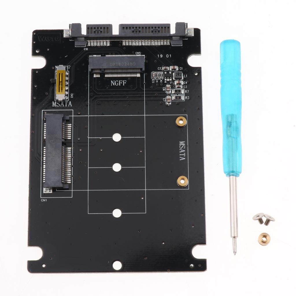 M.2 or MSATA to SATA Adapter, 2-in-1 Card Support SATA or Ngff B Key