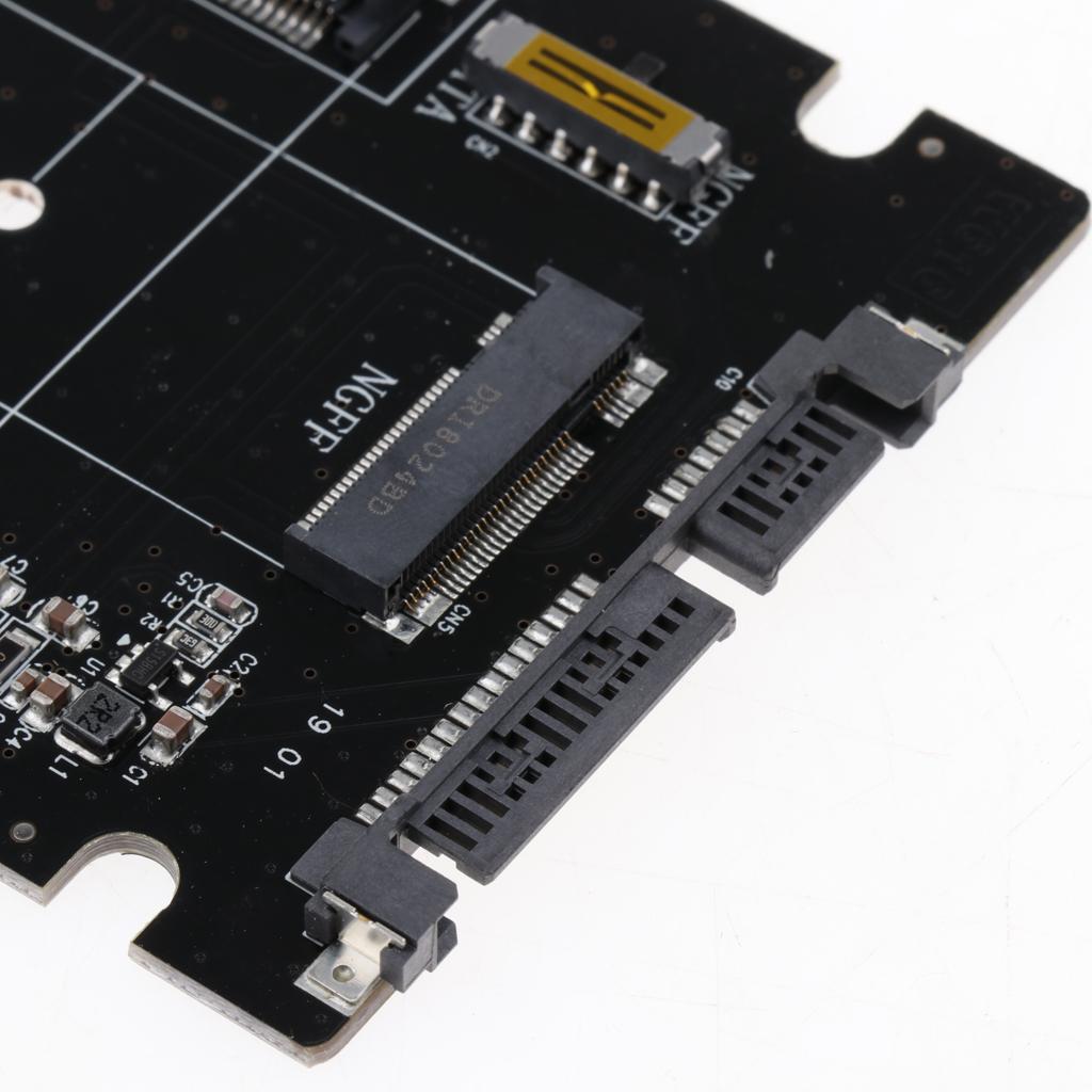 M.2 or MSATA to SATA Adapter, 2-in-1 Card Support SATA or Ngff B Key