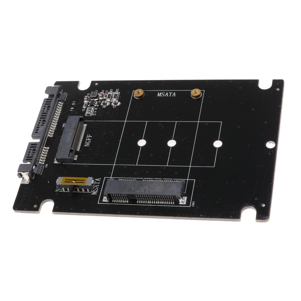 M.2 or MSATA to SATA Adapter, 2-in-1 Card Support SATA or Ngff B Key